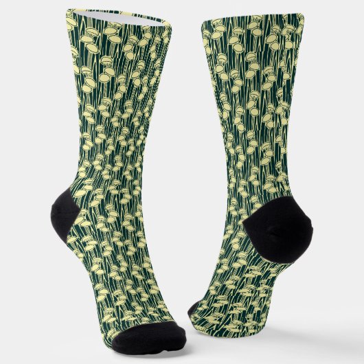 Chaussette Motif Champignons Et Herbe (Angulaire)