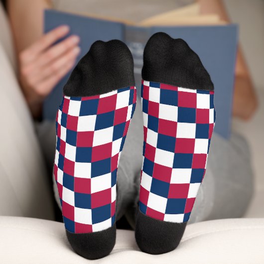 Chaussette Motif Checker avec la couleur du drapeau US (Fond)