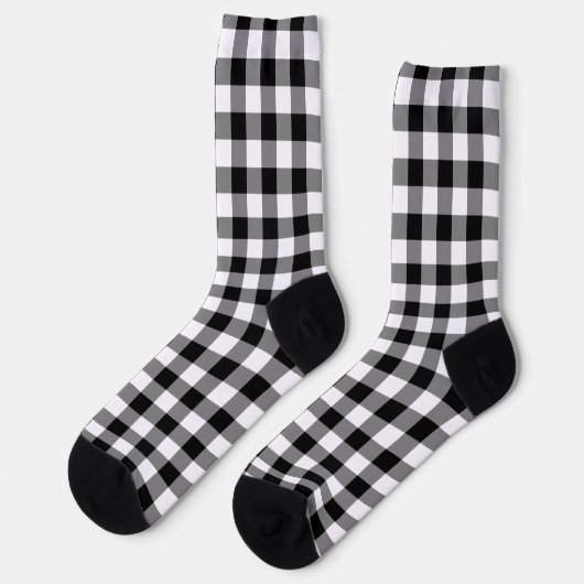 Chaussette Motif chèque En vichy noir blanc (Gauche)