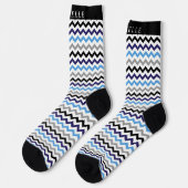 Chaussette Motif Chevron bleu bleu noir blanc (Gauche)