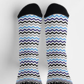 Chaussette Motif Chevron bleu bleu noir blanc (Haut)