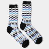 Chaussette Motif Chevron bleu bleu noir blanc (Droite)