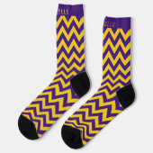 Chaussette Motif Chevron bleu foncé bleu jaune personnalisé (Gauche)
