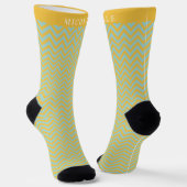 Chaussette Motif Chevron bleu jaune personnalisé (Angulaire)