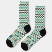 Chaussette Motif Chevron bleu-vert (Gauche)