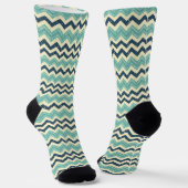Chaussette Motif Chevron bleu-vert (Angulaire)