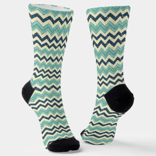 Chaussette Motif Chevron bleu-vert (Angulaire)