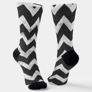 Chaussette Motif chevron rustique noir et blanc