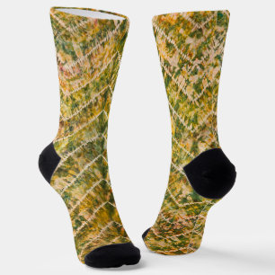 Chaussette Motif chevron tie dye vert et or