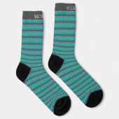 Chaussette Motif Chevron Turquoise bleu vert sur mesure (Droite)