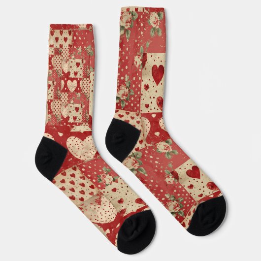 Chaussette Motif Chic Red Patchwork (Droite)