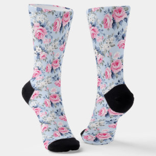 Chaussette Motif Chic Roses Roses Roses Roses Blanches