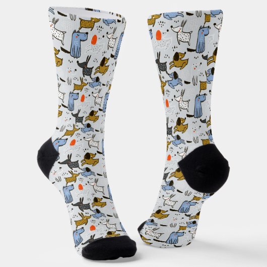 Chaussette Motif chien mignon Doodle (Angulaire)