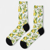 Chaussette Motif citron, Fleurs de citron, Feuilles, Citrus (Gauche)