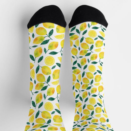 Chaussette Motif citron jaune aquarelle (Haut)
