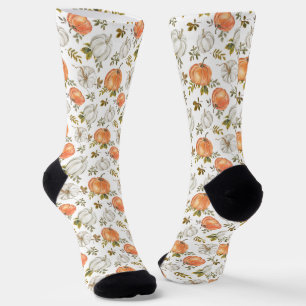 Chaussette Motif Citrouille d'aquarelle d'automne