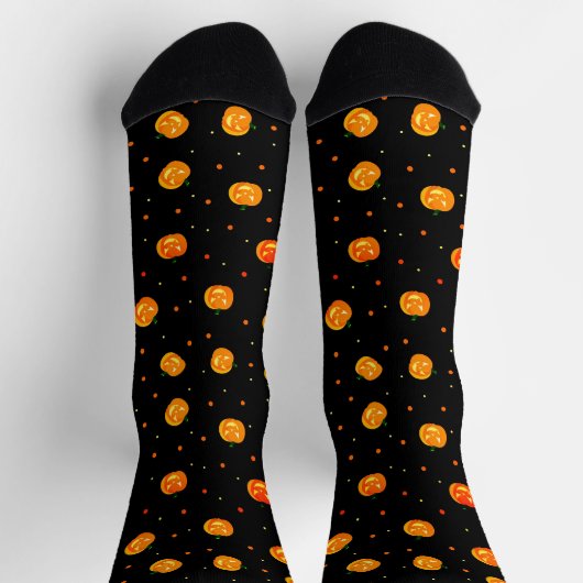 Chaussette Motif citrouille Jack-o'-Lantern Halloween heureux (Haut)