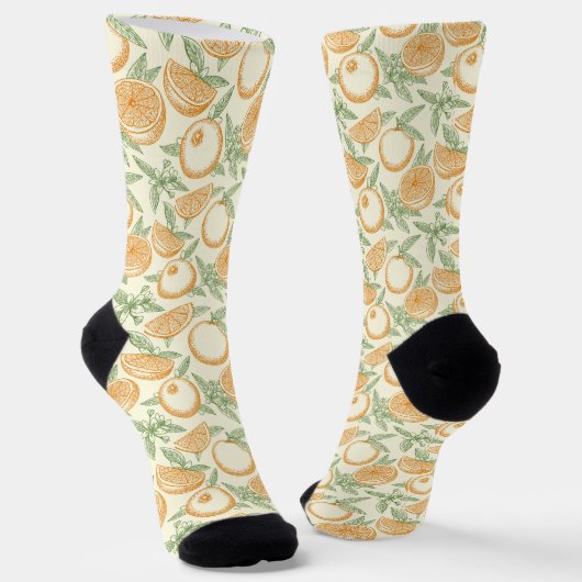 Chaussette Motif classique aux fruits orange (Angulaire)