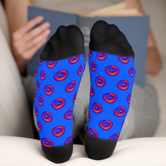 Chaussette Motif COOL bleu ciel et rouge orange (Fond)