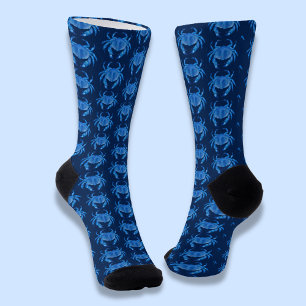 Chaussette Motif Crabe Bleu