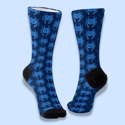 Chaussette Motif Crabe Bleu