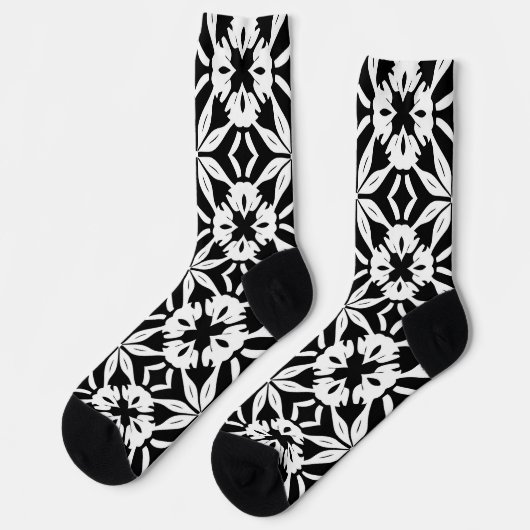 Chaussette Motif Damas noir et blanc (Gauche)