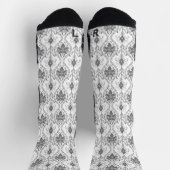 Chaussette Motif Damask blanc et gris (Haut)