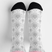 Chaussette motif damassé rose blanc (Haut)