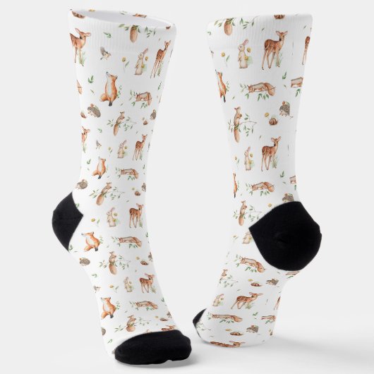 Chaussette Motif d'amis animaux de bois mignon (Angulaire)