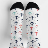 Chaussette Motif d'Ancres nautiques Bleu Rouge Blanc (Haut)