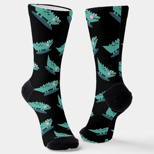 Chaussette Motif d'animal sauvage d'alligator mignon (Angulaire)