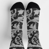 Chaussette Motif d'antiquités Monochrome Fleur (Haut)
