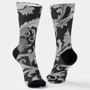 Chaussette Motif d'antiquités Monochrome Fleur