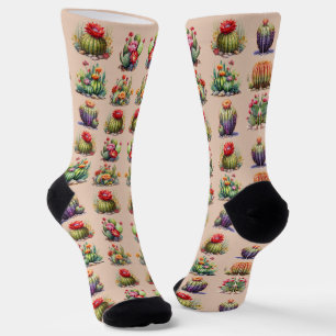 Chaussette Motif d'aquarelle Cactus
