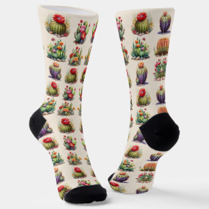 Chaussette Motif d'aquarelle Cactus