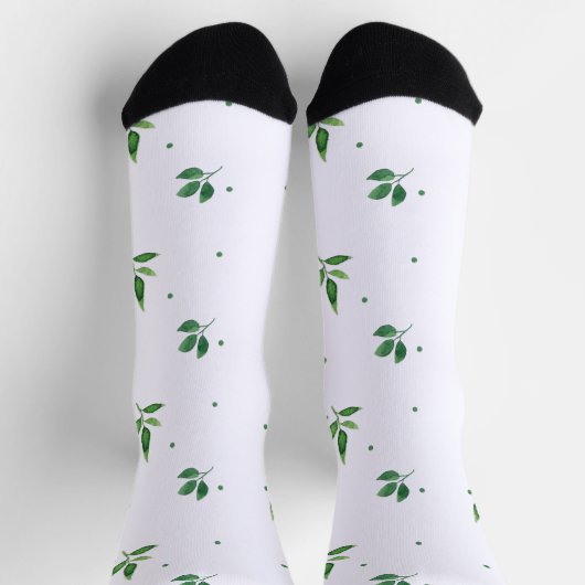 Chaussette Motif d'aquarelle Feuille vert (Haut)