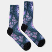 Chaussette motif d'art fractal 3D Turquoise violet rose (Droite)