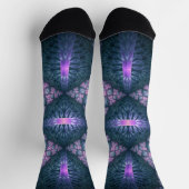 Chaussette motif d'art fractal 3D Turquoise violet rose (Haut)