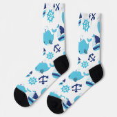 Chaussette Motif De Baleines, Beaux Baleines, Baleines Bleues (Gauche)
