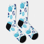 Chaussette Motif De Baleines, Beaux Baleines, Baleines Bleues (Droite)
