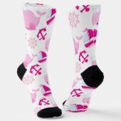 Chaussette Motif De Baleines, Beaux Baleines, Baleines Roses (Angulaire)