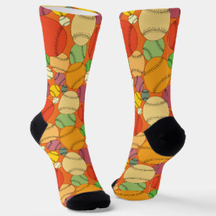 Chaussette Motif de balles de baseball colorées