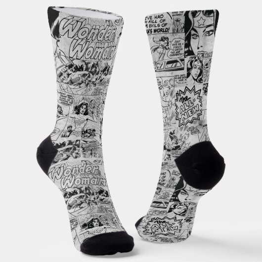 Chaussette Motif de bande dessinée vintage de Wonder Woman (Angulaire)