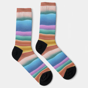 Chaussette Motif de bandes d'aquarelle multicolore