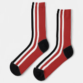 Chaussette Motif de bandes verticales gris-noir rouge (Gauche)