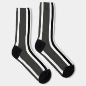 Chaussette Motif de bandes verticales gris-noir rouge (Droite)