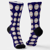 Chaussette Motif de baseball fond bleu (Angulaire)