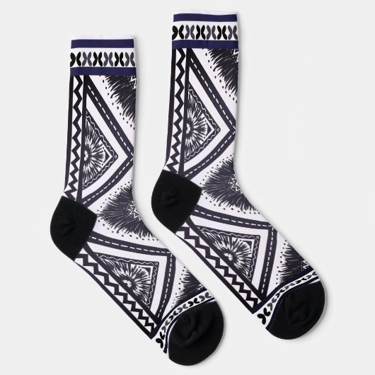 Chaussette Motif de Boho Blanc de la Marine (Droite)