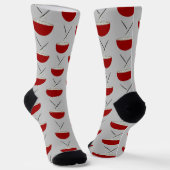 Chaussette Motif de bol de nouilles de riz asiatique (Angulaire)