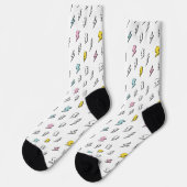 Chaussette Motif de boulon de foudre à doodle mignon (Gauche)